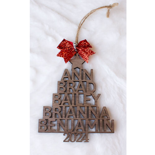 Family Personalized Ornament with names ~ Christmas tree ornament