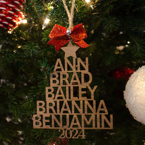 Family Personalized Ornament with names ~ Christmas tree ornament