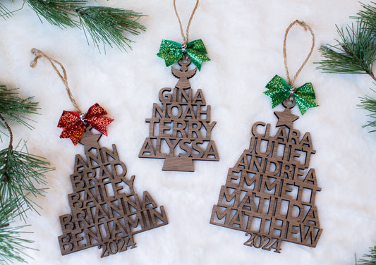 Family Personalized Ornament with names ~ Christmas tree ornament